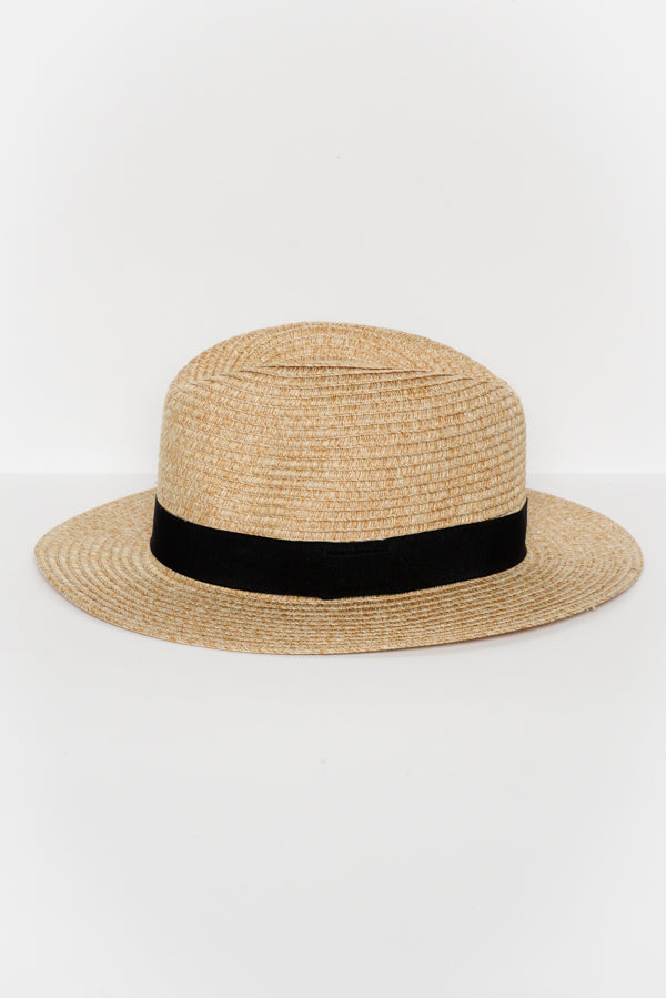 Natural Wide Brim Travel Fedora - Blue Bungalow