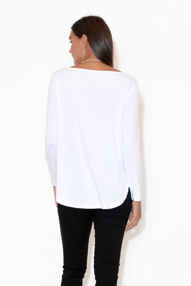 Adele White Long Sleeve Bamboo Tee