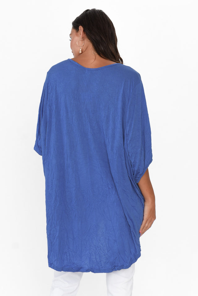 Agnes Cobalt Crinkle Cotton Hi Lo Top