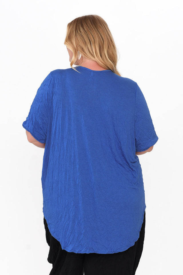 Agnes Cobalt Crinkle Cotton Hi Lo Top