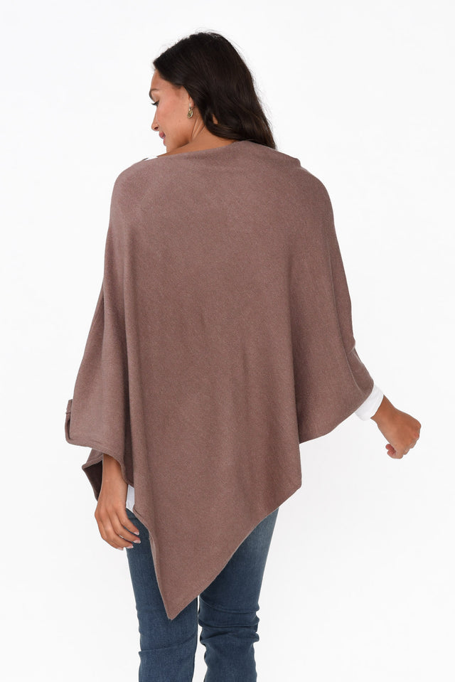 Amy Chocolate Wool Blend Poncho