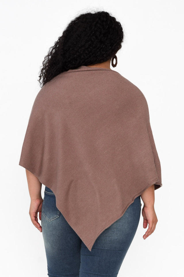 Amy Chocolate Wool Blend Poncho