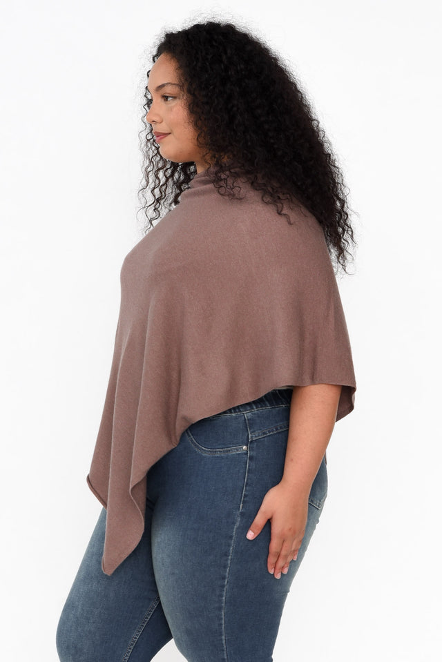 Amy Chocolate Wool Blend Poncho