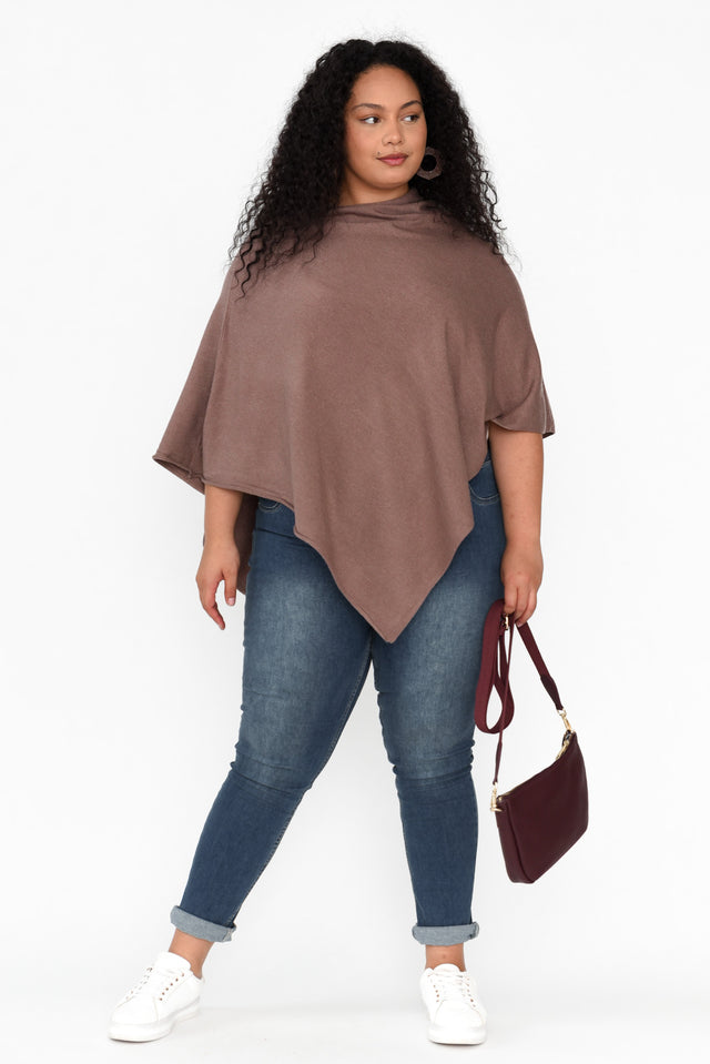 Amy Chocolate Wool Blend Poncho