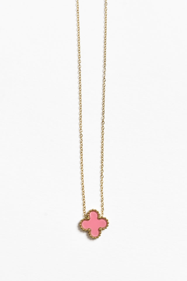 Anora Pink Clover Necklace