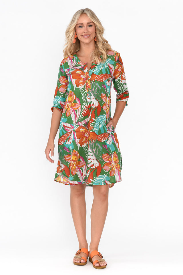 Apia Orange Safari Cotton Dress