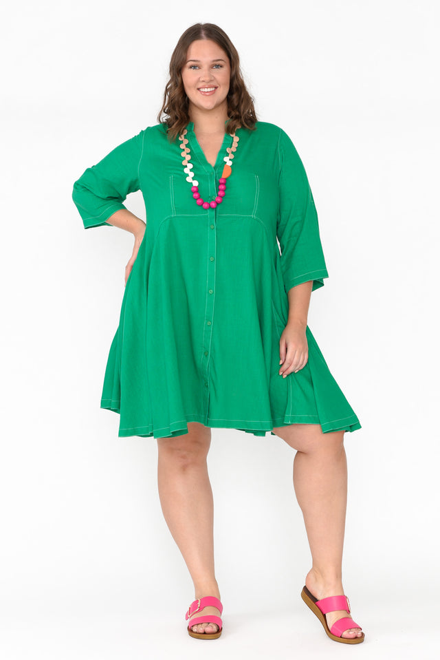 Argon Green Contrast Stitch Dress