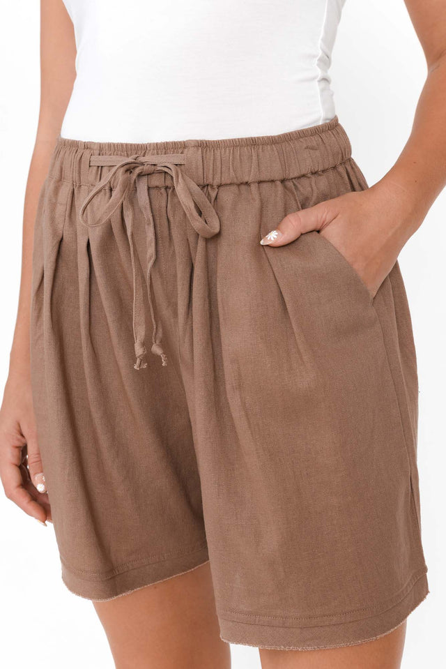 Ashlyn Chocolate Linen Blend Shorts