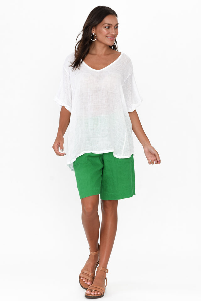 Aster Green Linen Shorts