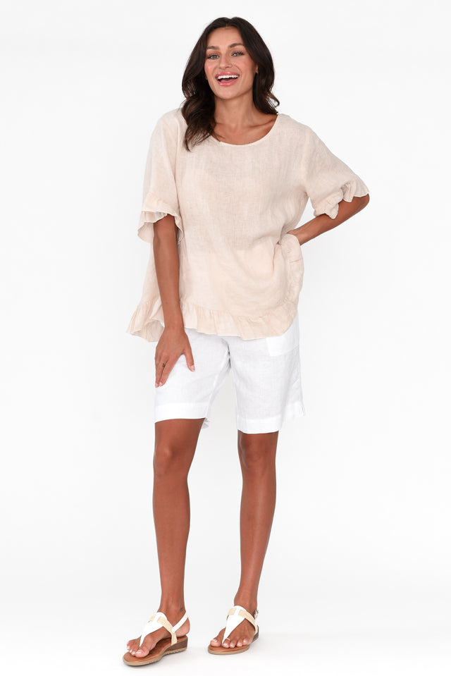 Aster White Linen Shorts