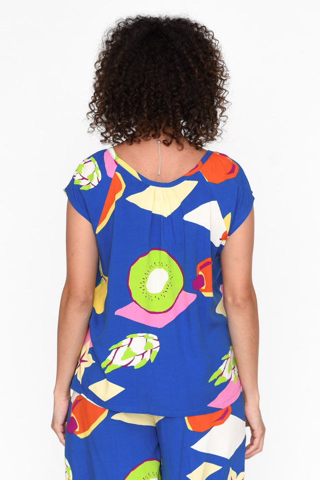 Aurora Cobalt Fruity Short Sleeve Top