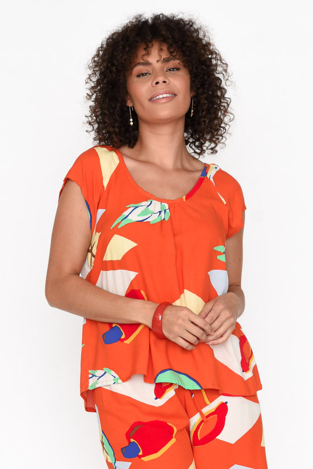 Aurora Orange Fruity Short Sleeve Top