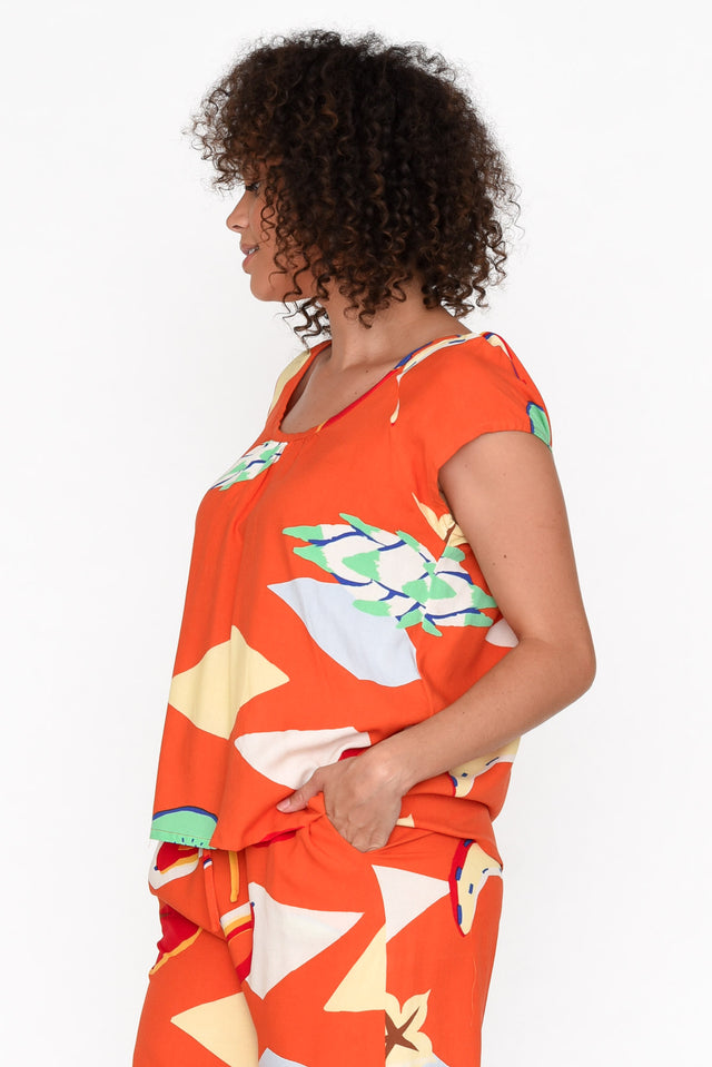 Aurora Orange Fruity Short Sleeve Top