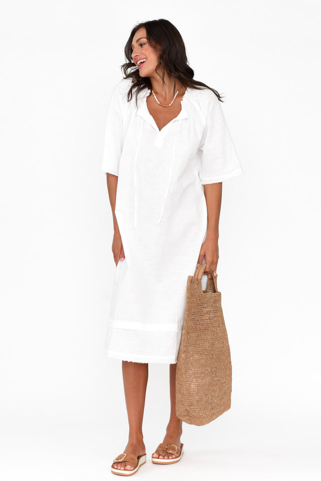 Ayesha White Linen Cotton Dress
