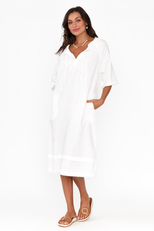 Ayesha White Linen Cotton Dress