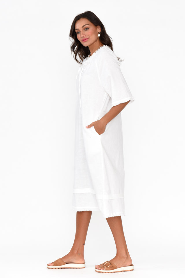 Ayesha White Linen Cotton Dress