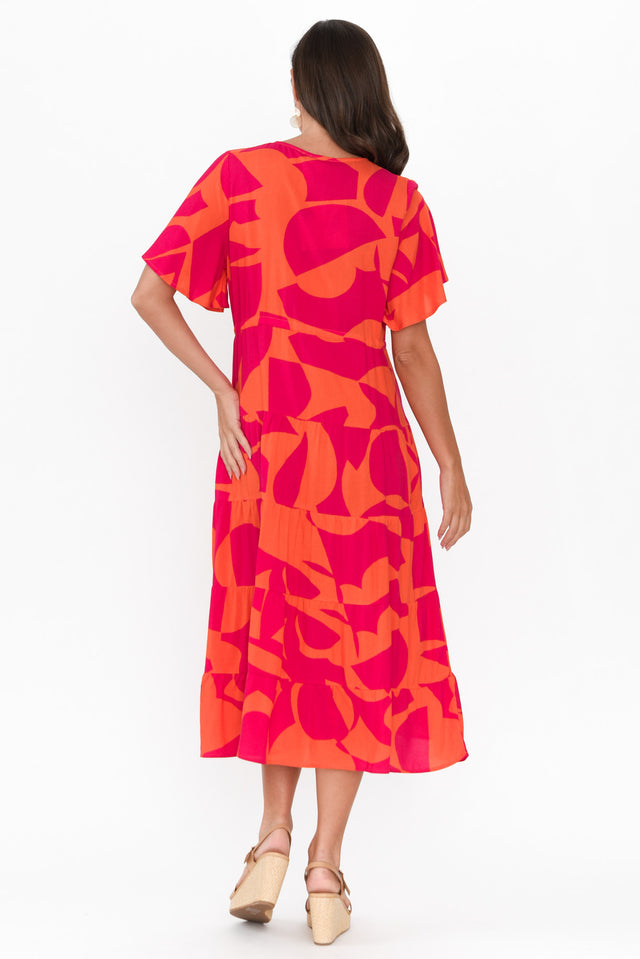 Belinda Hot Pink Abstract Tier Dress