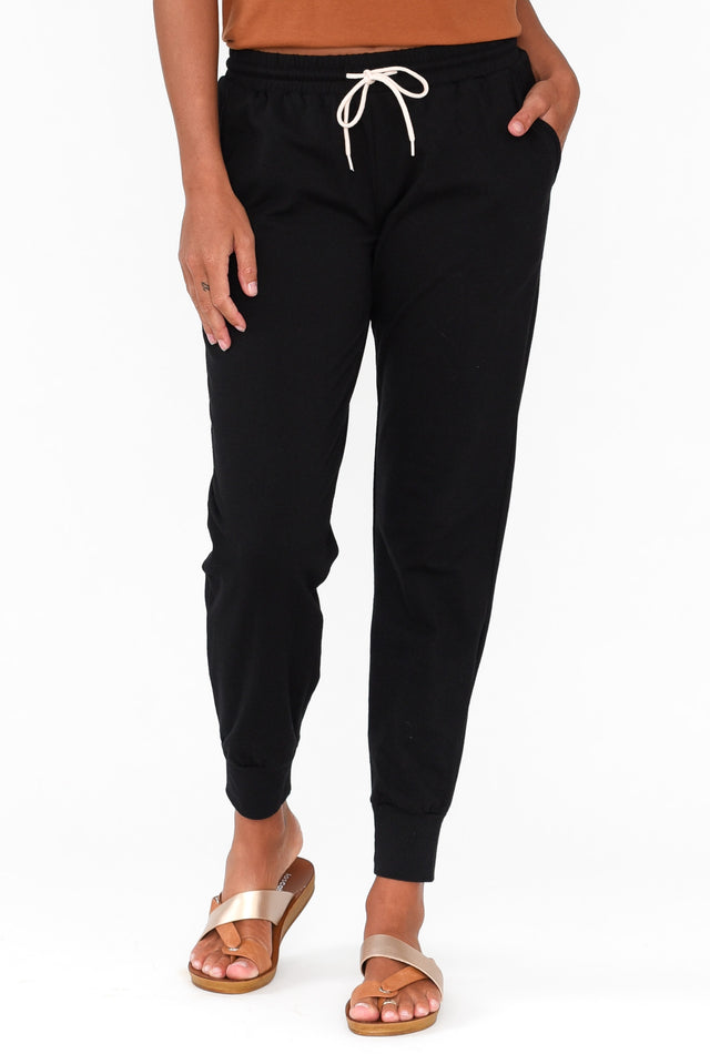 Black Cotton Everyday Tie Pants