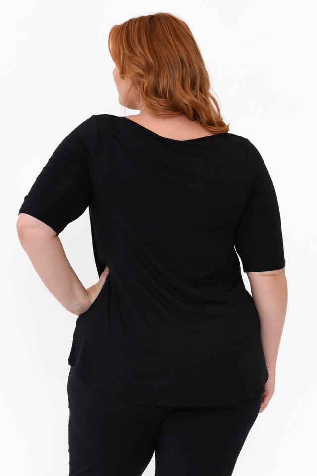 Black Half Sleeve Micro Modal Top