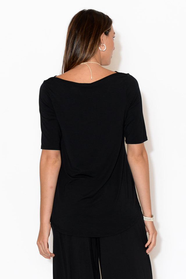 Black Half Sleeve Micro Modal Top