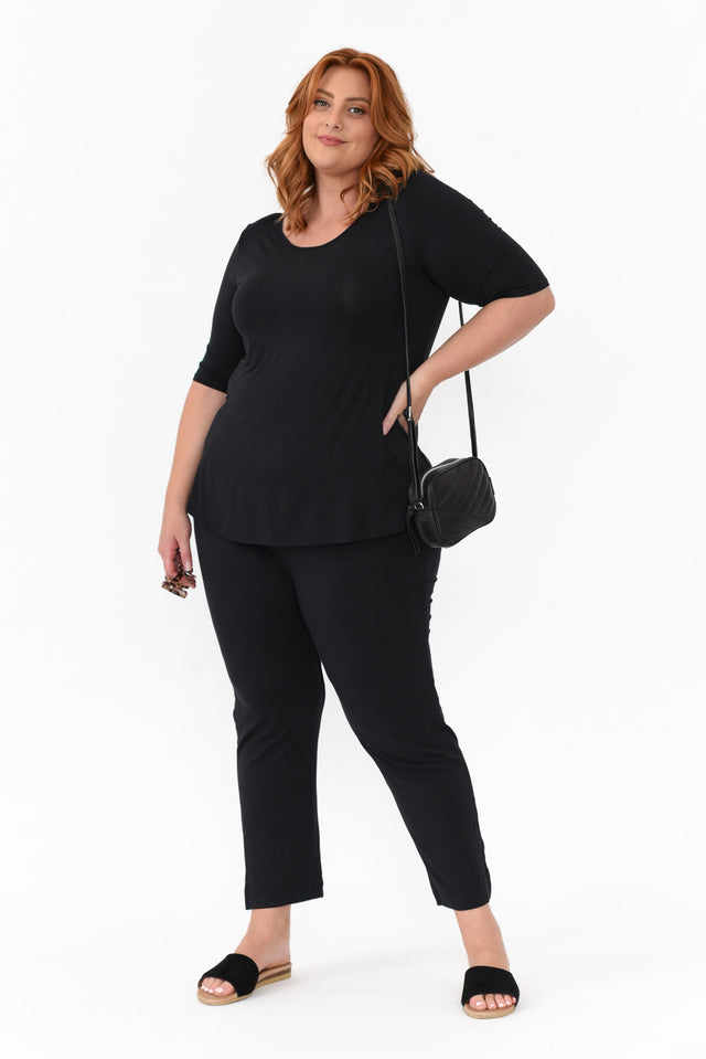 Black Half Sleeve Micro Modal Top