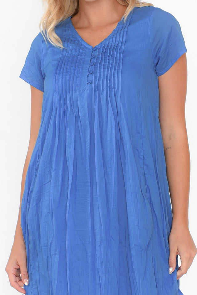 Bobbie Blue Crinkle Cotton Dress