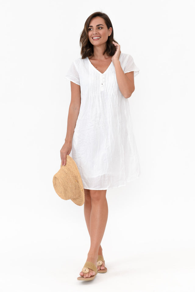 Bobbie White Crinkle Cotton Dress  