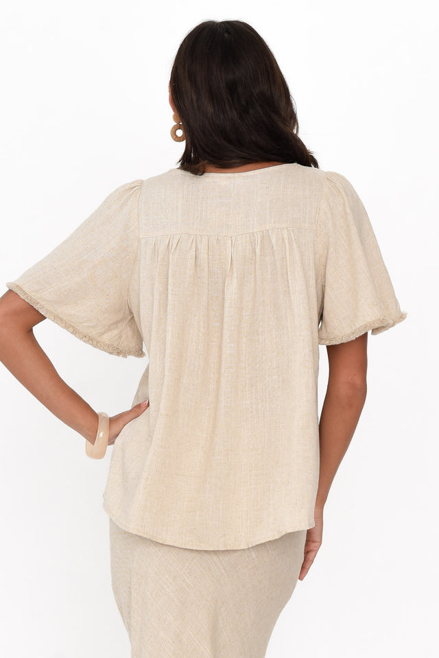 Bronco Beige Flutter Sleeve Top