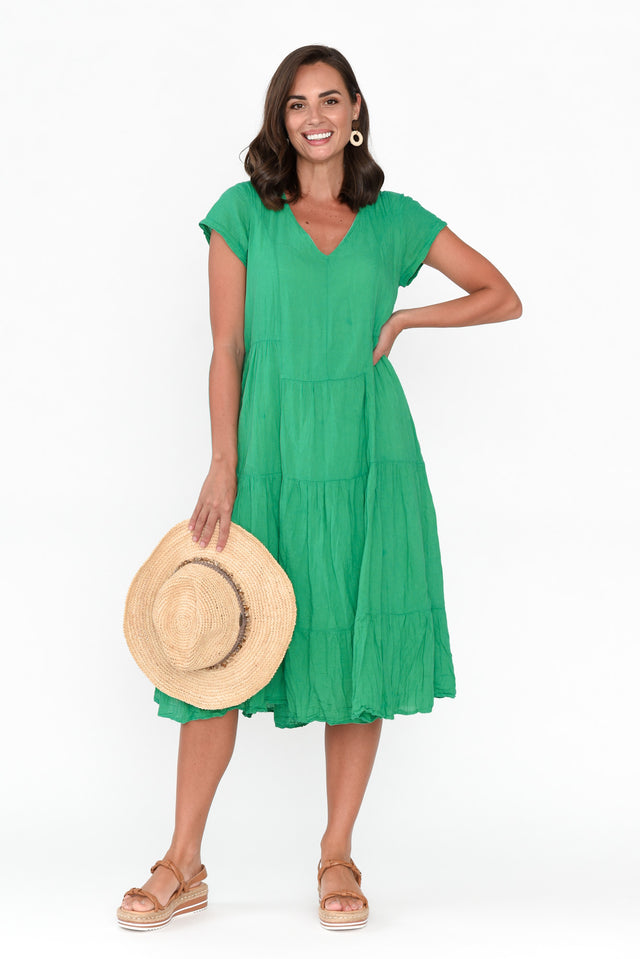 Carmen Green Crinkle Cotton Dress