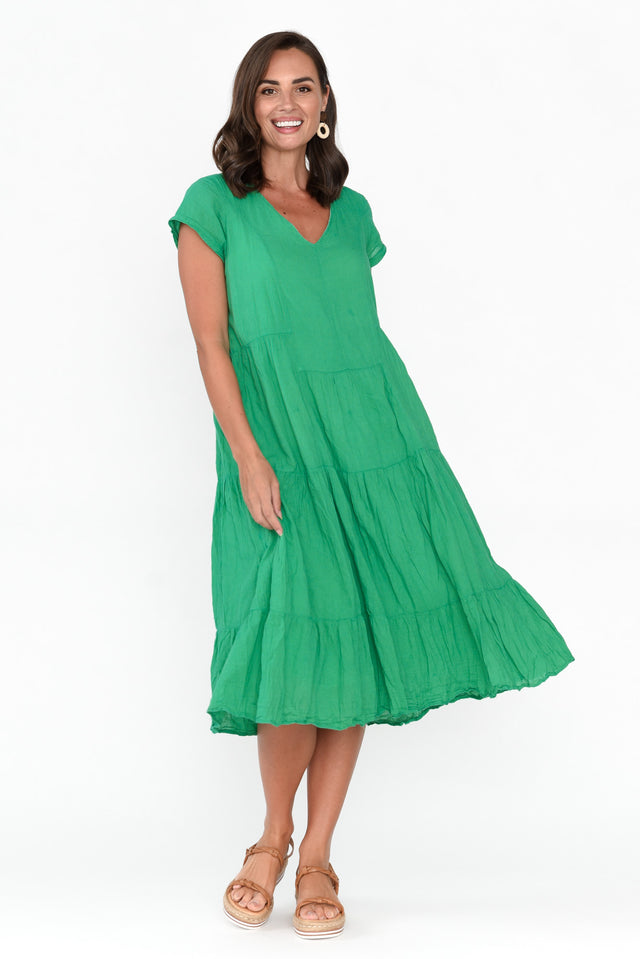 Carmen Green Crinkle Cotton Dress