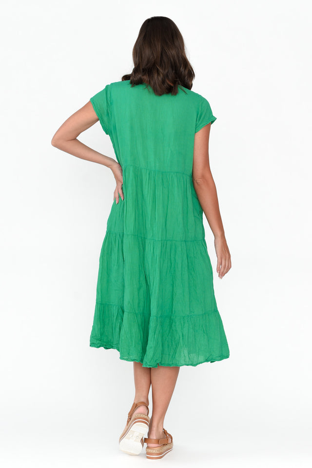 Carmen Green Crinkle Cotton Dress