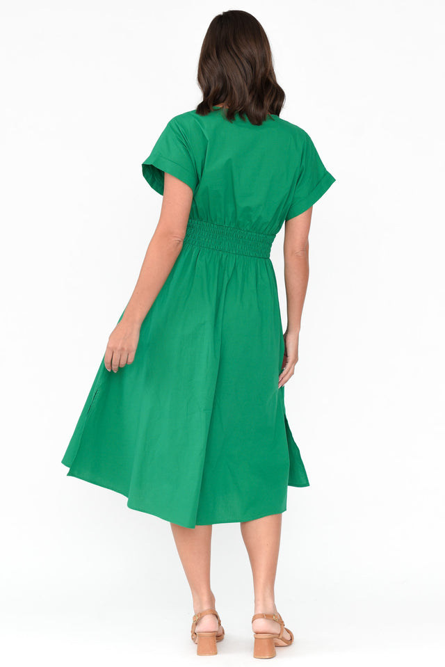 Carrie Green Cotton V Neck Dress