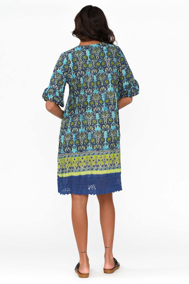 Cayman Blue Geo Cotton Tunic Dress