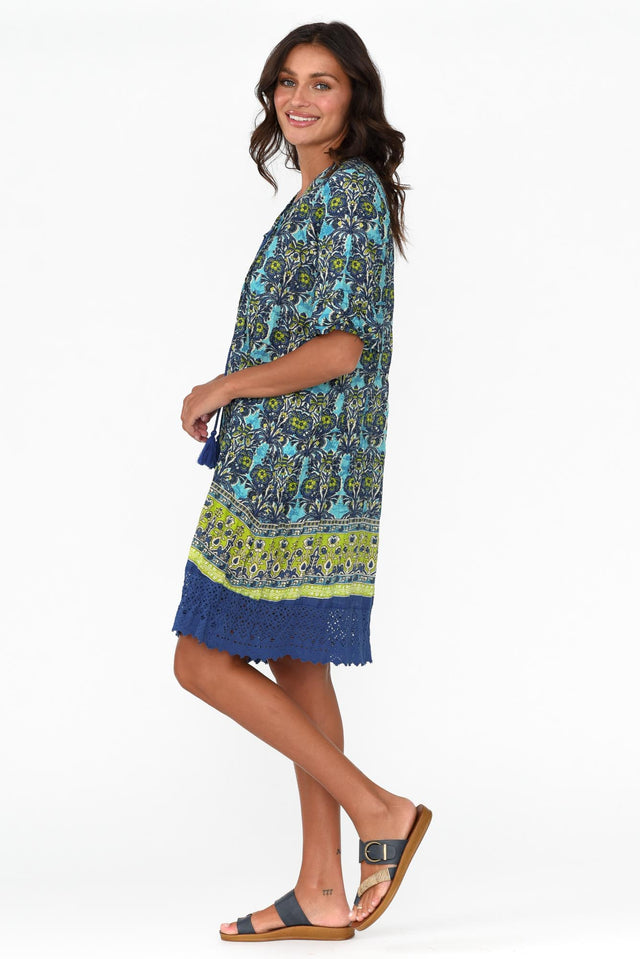 Cayman Blue Geo Cotton Tunic Dress