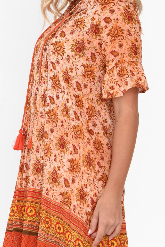 Cayman Orange Bohemian Cotton Tunic Dress