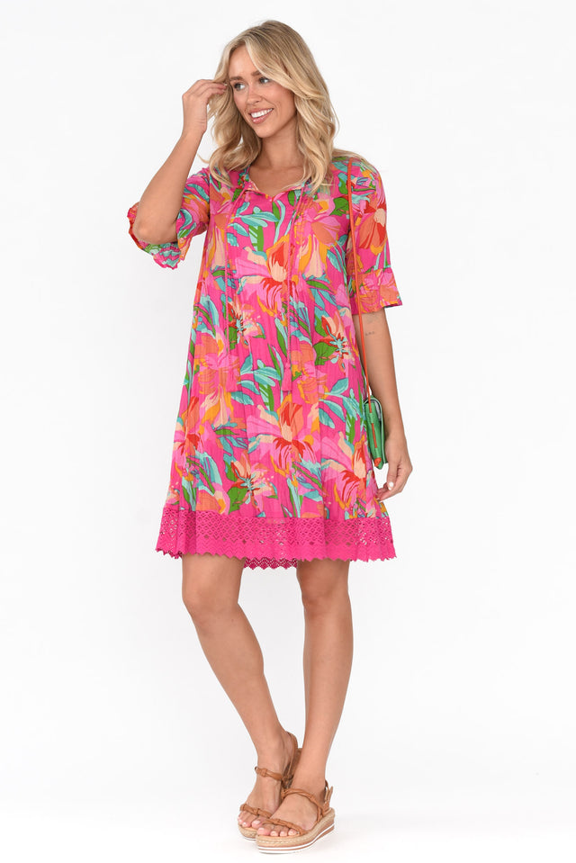 Cayman Pink Hawaiian Cotton Tunic Dress