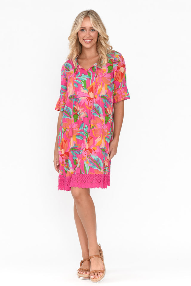 Cayman Pink Hawaiian Cotton Tunic Dress