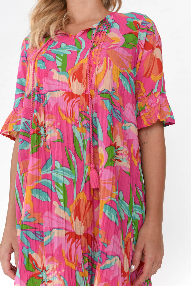 Cayman Pink Hawaiian Cotton Tunic Dress