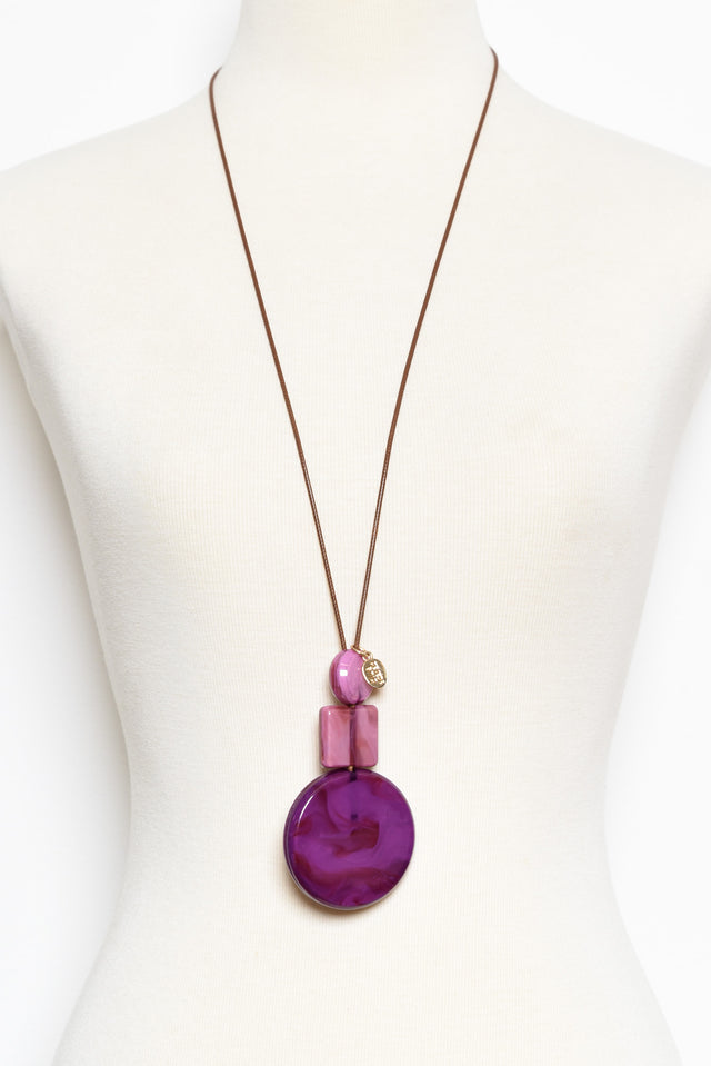 Chantelle Purple Resin Disc Necklace