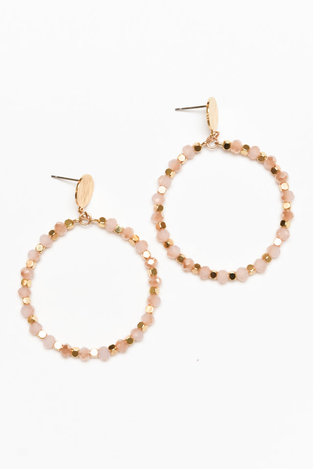 Christine Blush Beaded Hoop Earrings