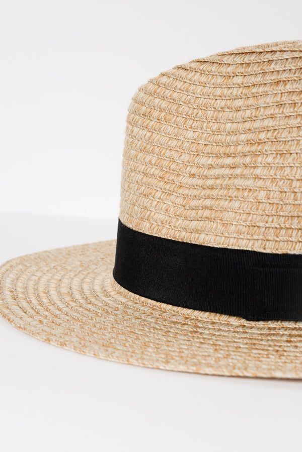 Natural Wide Brim Travel Fedora - Blue Bungalow