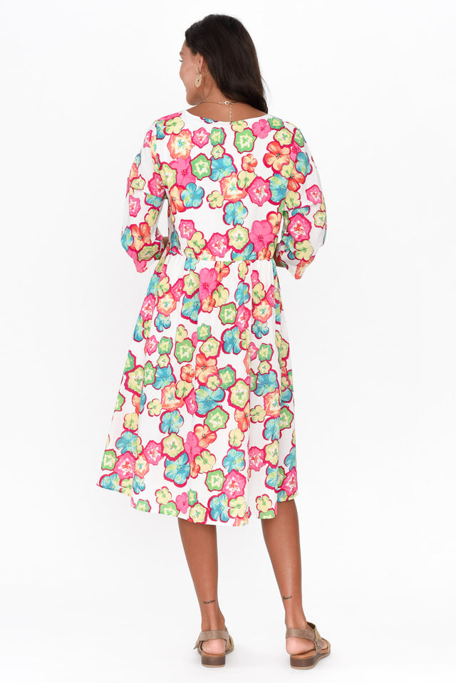 Delilah White Garden Cotton Sleeved Dress