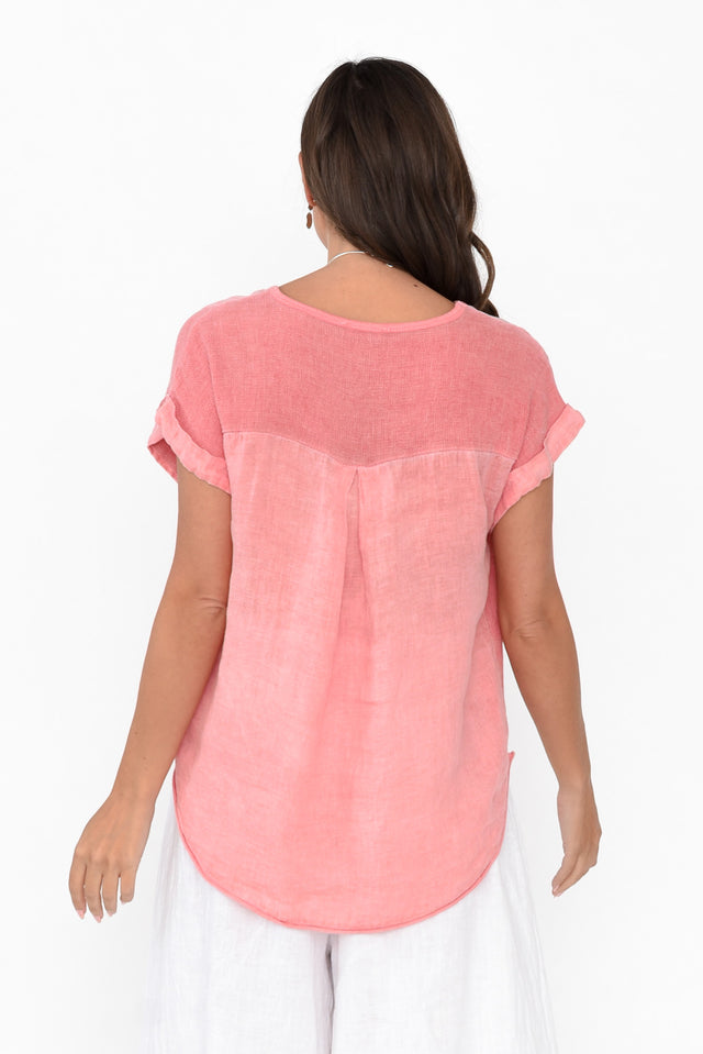 Dorian Peach Linen Cotton Top