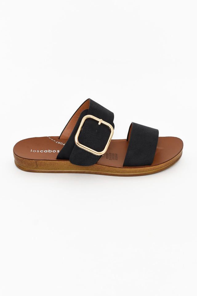 Doti Black Buckle Slide