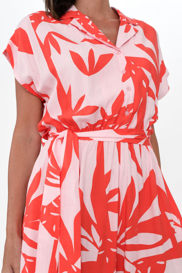 Dudley Pink Leaf Shirt Jumpsuit