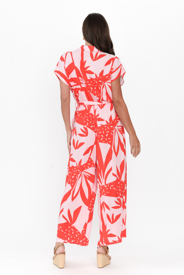 Dudley Pink Leaf Shirt Jumpsuit