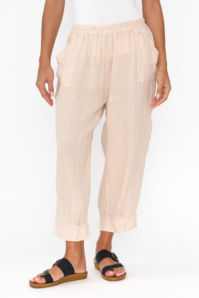 Elide Natural Linen Cropped Pants