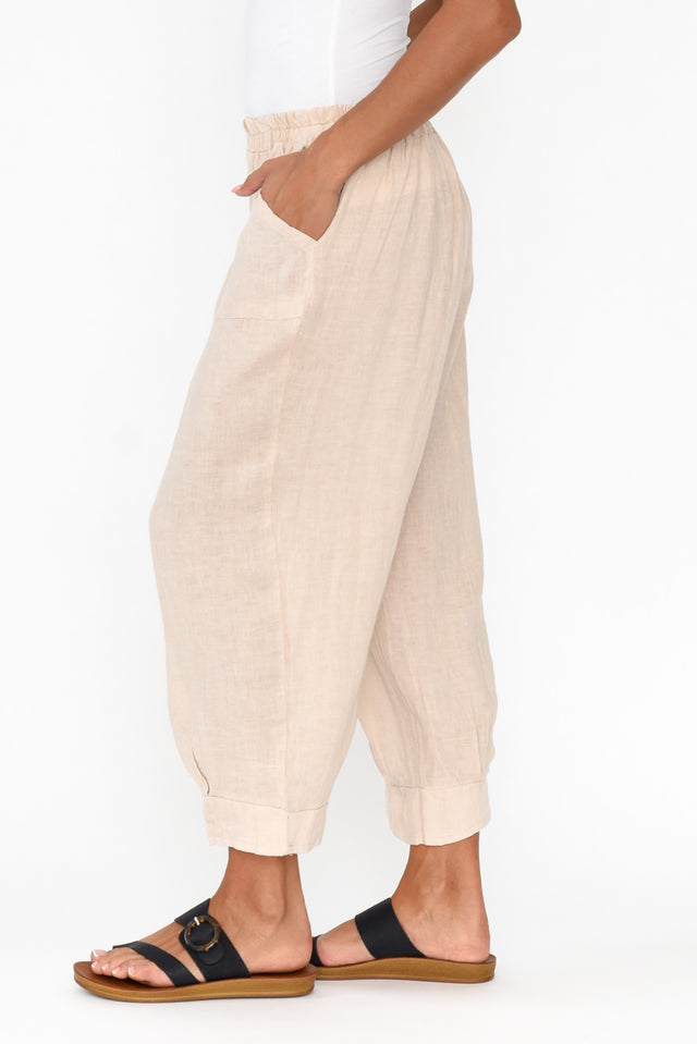 Elide Natural Linen Cropped Pants