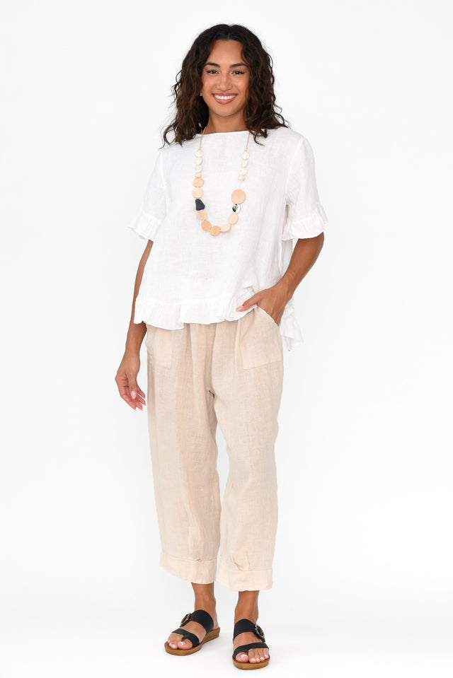 Elide Natural Linen Cropped Pants