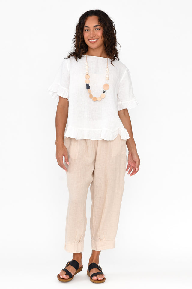 Elide Natural Linen Cropped Pants